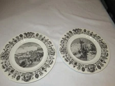 2 Cleveland Ohio Plates Grace China Forest City Cuyahoga River Vintage (824T)