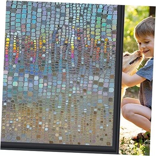 Window Privacy Film 3D Rainbow Static Clings Bathroom Stained Glass