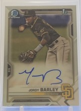 2021 BOWMAN CHROME JORDY BARLEY 1ST BOWMAN PROSPECT AUTO SAN DIEGO PADRES