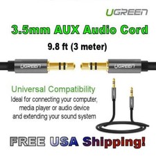 UGREEN 3.5mm Male to Male Stereo Aux Black Audio Cable Gold Plated 10ft / 3m