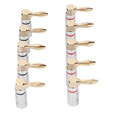 10x Banana Plugs 24K Copper Gold Plated Aluminum Case Right Angle Banana Plu New