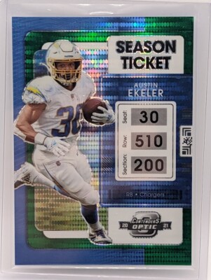 2021 Panini Contenders Optic Green Pulsar #38 Austin Ekeler CHARGERS #3/30 A