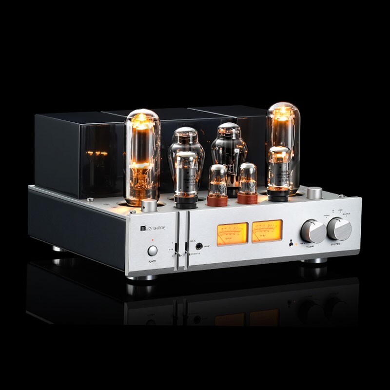 MUZISHARE X11 6L6 Push 845 Class A Tube Power Amp 28W+28W MM PHONO
