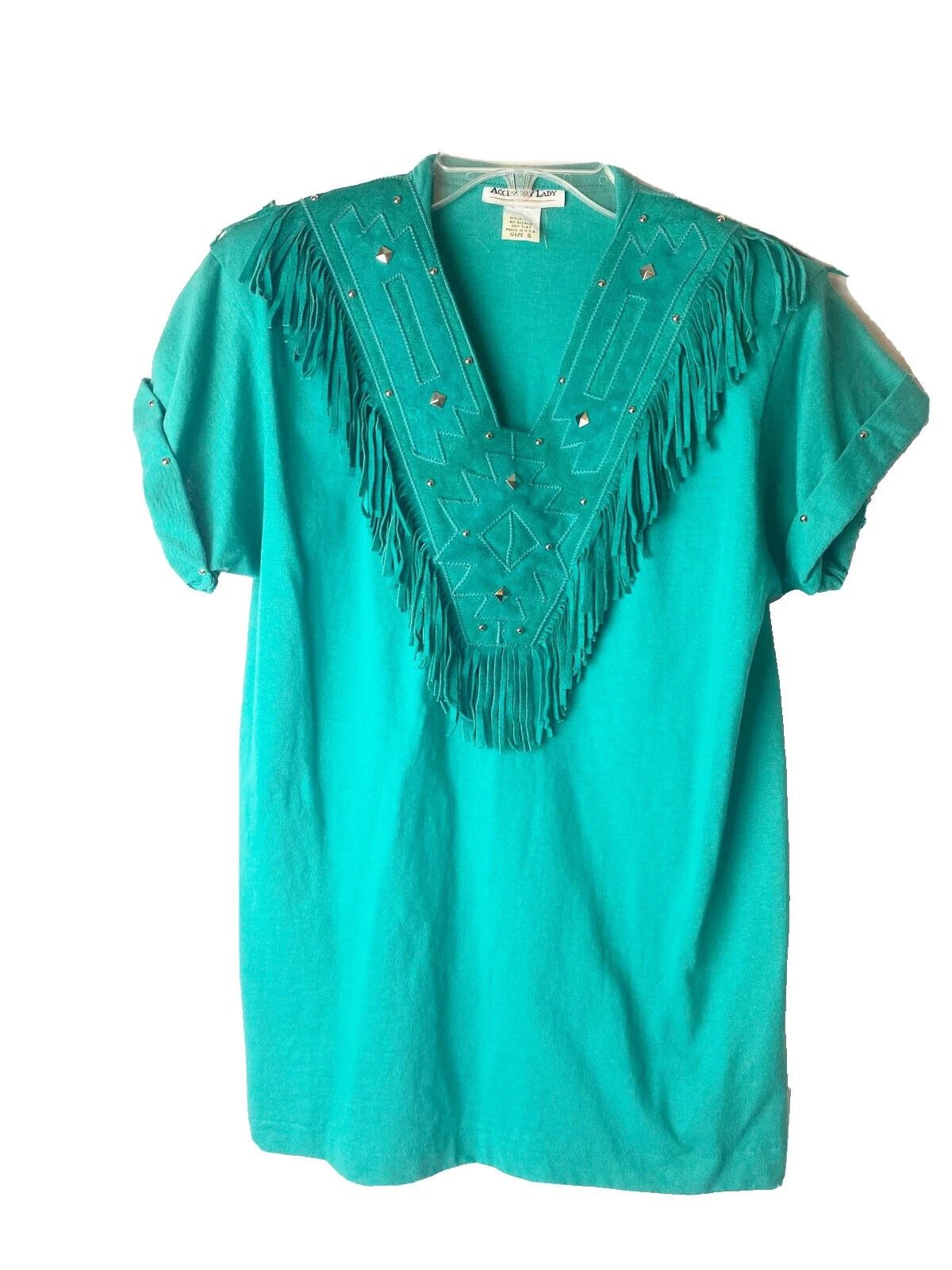 Regular Size Suede Vintage Tops for Women