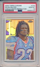 DEVIN HESTER 2009 Topps CHROME Chicle White REFRACTOR /100 #C83 PSA 10 Pop 1