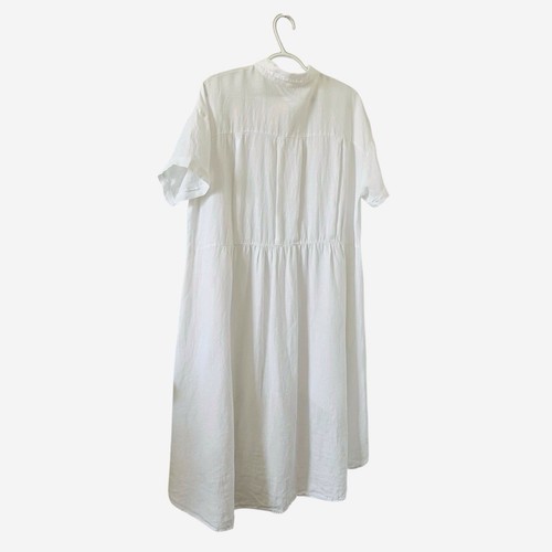 Eileen Fisher Irish Linen Tunic Shirt Dress Button Front High Low Large White - Picture 4 of 9