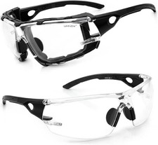 UKNOW Photochromic Safety Glasses, Scratch Resistant Wraparound Lenses, Black
