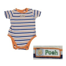 Disney Vintage Winnie The Pooh Orange Blue Romper Bodysuit 0-3 Months Baby