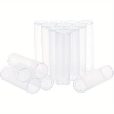 15pcs Transparent Plastic Bead Containers with Hinged Lids Flip Cover Column