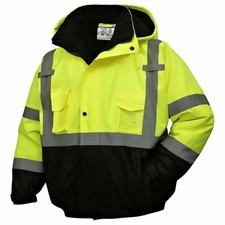 Hi Vis Safety Bomber Jacket for Men, High Visibility Winter Coat