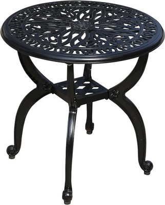 Cast Aluminum Outdoor Side Table, All Weather round Small Coffee Table for Patio