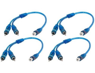 4 Absolute ABC-1F2M BLUE Y-Adapter 1F-2M RCA Interconnect Audio Cables
