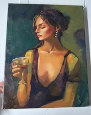 painting on canvas original «Glass of wine» 12х16 , oil on canvas