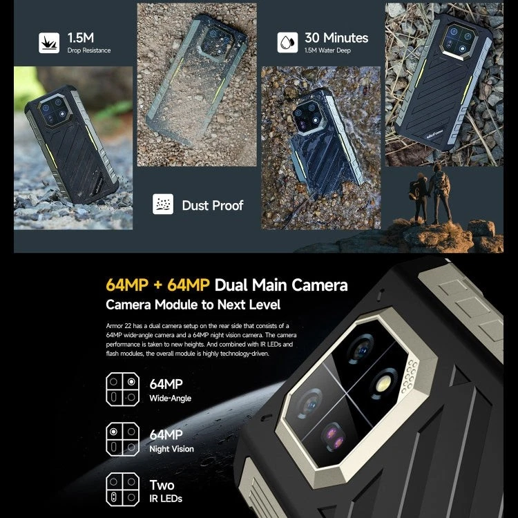 Teléfono resistente Ulefone Armor 22, IP68/IP69K, 6,58 pulgadas Android 13 MediaTek Helio G Foto 4 de 4