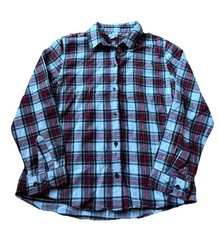 LL Bean Women's Shirt Red Green Plaid Check Flannel Button Up Size Medium
