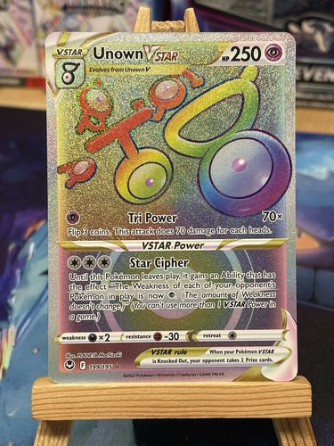 Unown VSTAR (Secret) 199/195 Swsh12: Silver Tempest Holo Rainbow Rare NM-M