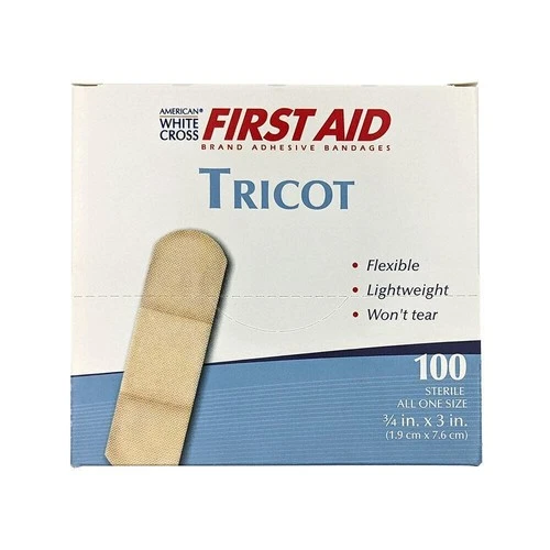 Tricot Adhesive Bandage Strips 3/4" x 3" Extra Strong Flexible Bandaids 100 PCS