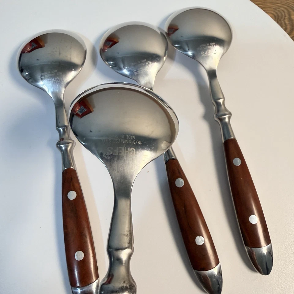 Juego de 4 cucharas sopera redondas marrón Chefs Bistro Foto 4 de 4