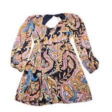 Sanctuary Dress Womens Small Multicolor Paisley Chiffon Mini Boho Long Sleeve