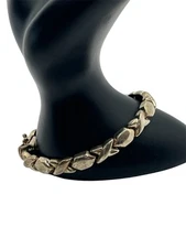 XOXO hugs & kisses sterling silver vintage chain bracelet love Italy