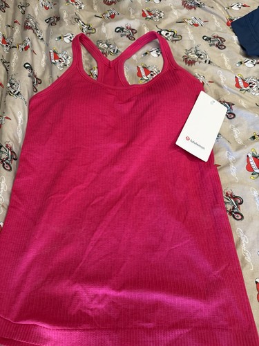 lululemon Ebb to Street Ribbed Tank Pink 8 Racerback Built-In Bra Scoop