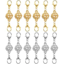 12Pcs Magnetic Clasps & Jewelry Extender Set,  Gold/Silver Plated Stainless Stee
