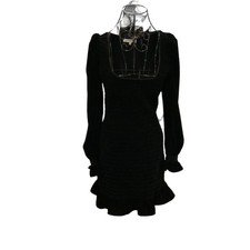 LoveShackFancy Velvet Black Mini Dress Size S