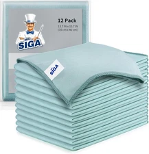 MR.SIGA Ultra Fine Microfiber Cloths for Glass, Pack of 12, 35 X 40Cm 13.7" X 15
