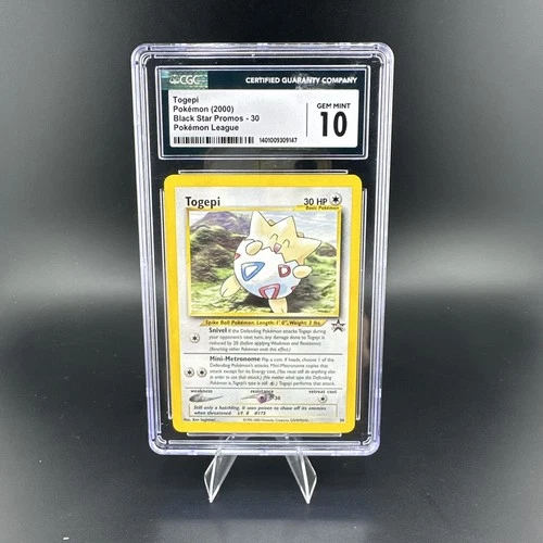 2001 Pokemon Black Star Togepi 30/53 Wotc Promo League CGC 10