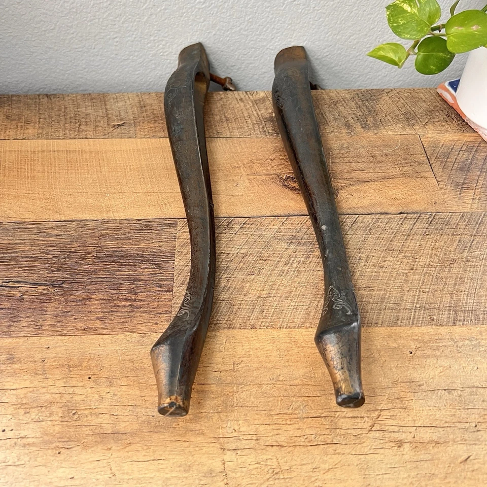 Juego de 2 patas de mesa vintage de plástico dorado oscuro italiana reutilizable 16" repuesto Foto 3 de 4