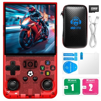 R36MAX Retro Handheld Game Console, 4.0-Inch IPS Display, 720x720 Red 