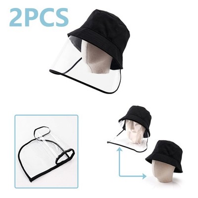 2 Packs Bucket Sun Hats UV Protective Bucket Hat with Full Face Shield Washable