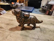 Vintage Cast Brass Or Copper Saint Bernard Dog Coin Bank