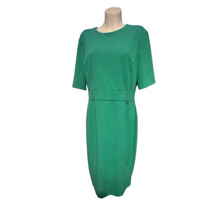 Donna Morgan Elbow Sleeve Midi Sheath Dress jade green WomenSize 16 Bust 42 EUC