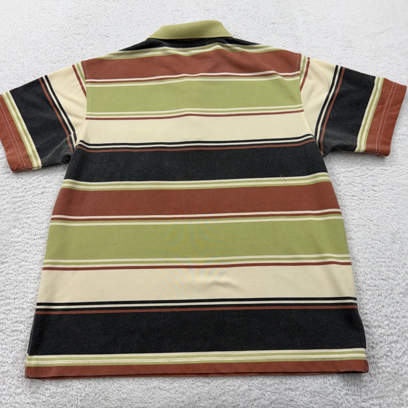 Lacoste Mens Striped Polo Shirt Short Sleeve Pocket Green Brown Black Size L VTG thumbnail 8