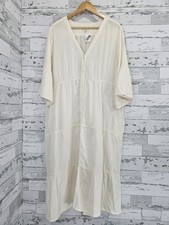 Pact Womens XXL Organic Cotton Tiered Midi Dress Cream Casual Relax