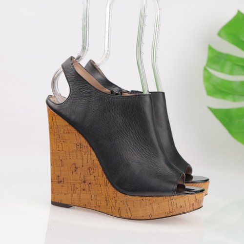 Jean-Michel Cazabat Women Waverly Sandal Size 38.5 8.5 Black Wedge Heel Platform