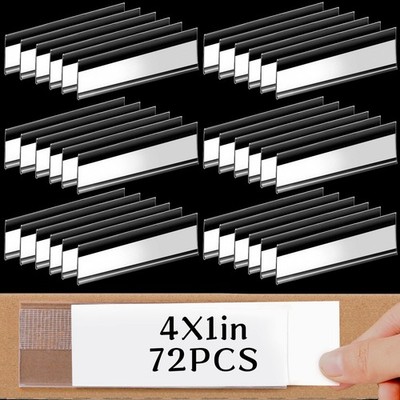 72 Pieces Clear Plastic Adhesive Shelf Tag & Price Label Holders for Supermar...