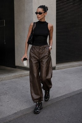 MAR­NI Lamb Leather Relaxed Jogger Drawcord + Ankle Toggle Brown IT44 US 8