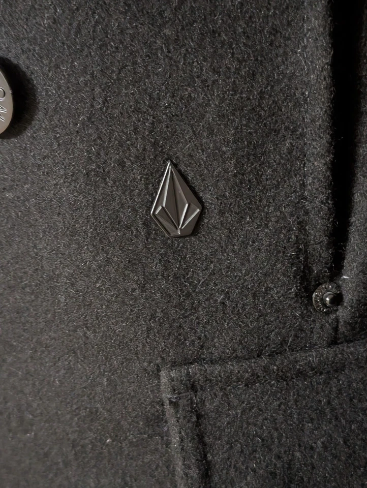 Volcom Brozow Wool Pea Coat Dbl Breasted Lined Jacket Mens Medium A1741000 NWOT - Image 3 of 4