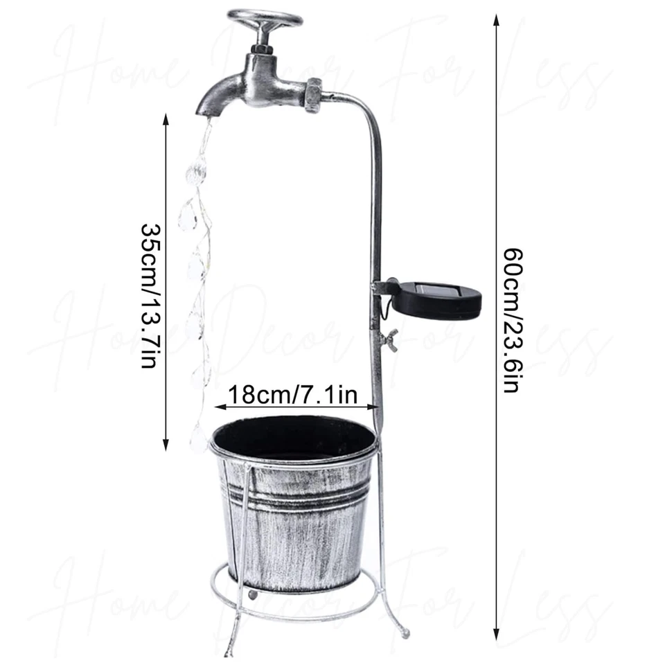 Grifo iluminado solar estaca de jardín con maceta de metal exterior césped patio arte decoración Foto 3 de 4