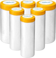6 Pack Protective Masking Film with Tape 3.6/5/6 x 65 Ft - 6 PCS, Yellow