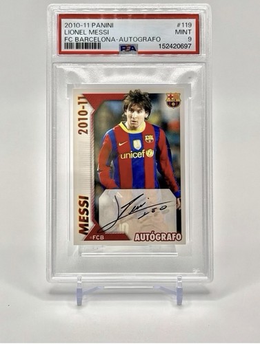 LIONEL MESSI FC Barcelona 2010-11 Autografo PSA 9 Panini Stickers #119 Auto Mint