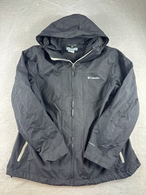 Columbia Interchange Jacket Womens Large Black Mesh Hooded Omni Tech Logo