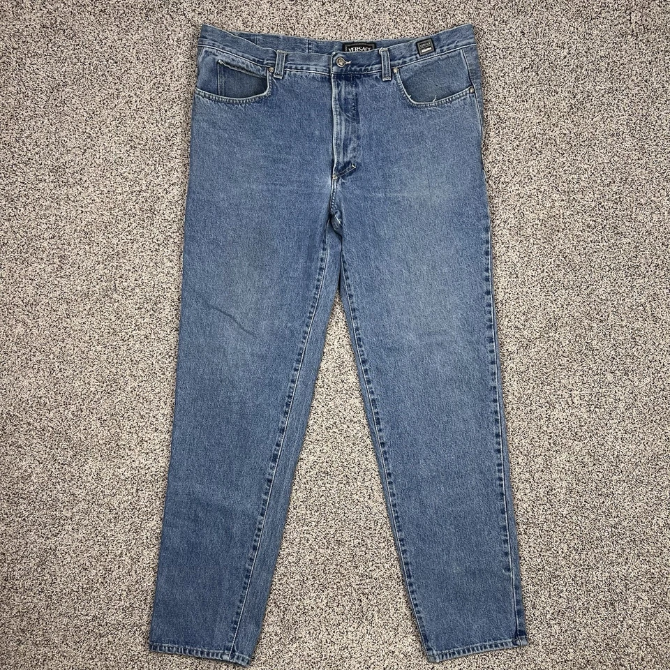 Versace Jeans Couture Para Hombres 40x34 Azul Poping Logo Medusa Algodón Denim De Colección Foto 2 de 4