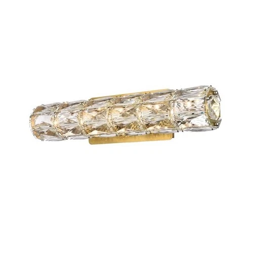 Elegant Lighting Valetta 18" Metal and Crystal LED Linear Wall Sconce in Gold - Picture 3 of 8