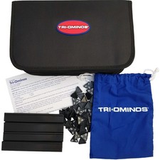 Tri-Ominos Travel Board Game Attache Case Portable Pressman Triominos Dominoes