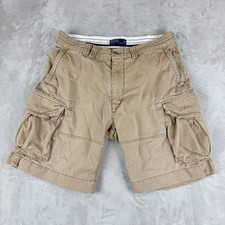 VTG Polo Ralph Lauren Cargo Shorts Men 36 Tan Heavyweight Utility Distressed Y2K
