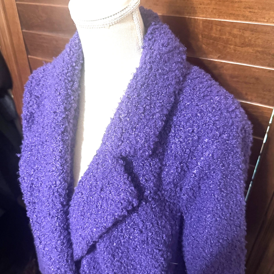 Abrigo Alfani Púrpura Boucle Mujer Talla M Largo Abrigo Bolsillos Foto 4 de 4