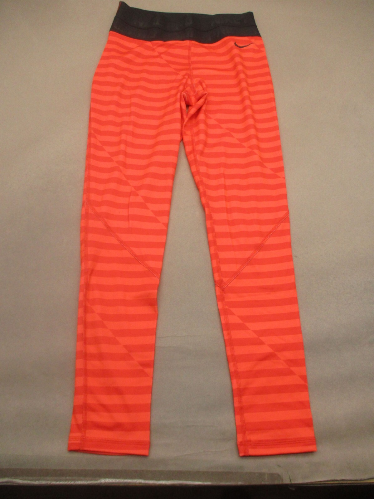 Leggings NIKE DRI FIT taglia S donna arancione a righe pull on palestra compressione 060